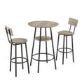 thumbnail image 3 of KEINXS Bar table with 2 bar stools PU soft seat with backrest (gray, 23.62''L*23.62'''W*35.43'''H), 3 of 3