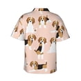 thumbnail image 3 of Balery Beagle Dog On Brown Print Men's Hawaiian Shirts Short Sleeve Beach Shirt Relaxed Fit Vacation Button Down Shirts-X-Large, 3 of 9