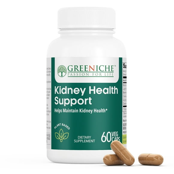 Halal Kidney Health Support | Greeniche Natural | 60 Veg Caps | Kidney's Support Formula | For Kidney's Health | 100% vegetarian | Free From Gluten, Dairy & Soy | Non-GMO | Kosher Certified