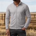 thumbnail image 6 of Mens Full Zip Cardigan Sweater Stand Collar Regular Fit Knit Sweaters, 6 of 6