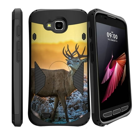 Hybrid Layers for LG X Caliber | X Venture [ PRO IMPACT ] 360 Degree Rotating Double Layer Kickstand Case - Winter (Best Deer Caliber For Long Range)