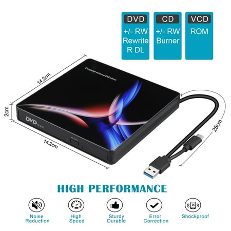 USB 3.0 Type C External DVD/CD Drive Portable Ultra-thin ...
