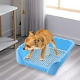 thumbnail image 4 of Pet Cat Training Toilet Tray, with Removable Post Portable Potty Trainer Pee Pad Holder Reusable Washable Dogs Toilet for Indoor Blue Small, 4 of 8