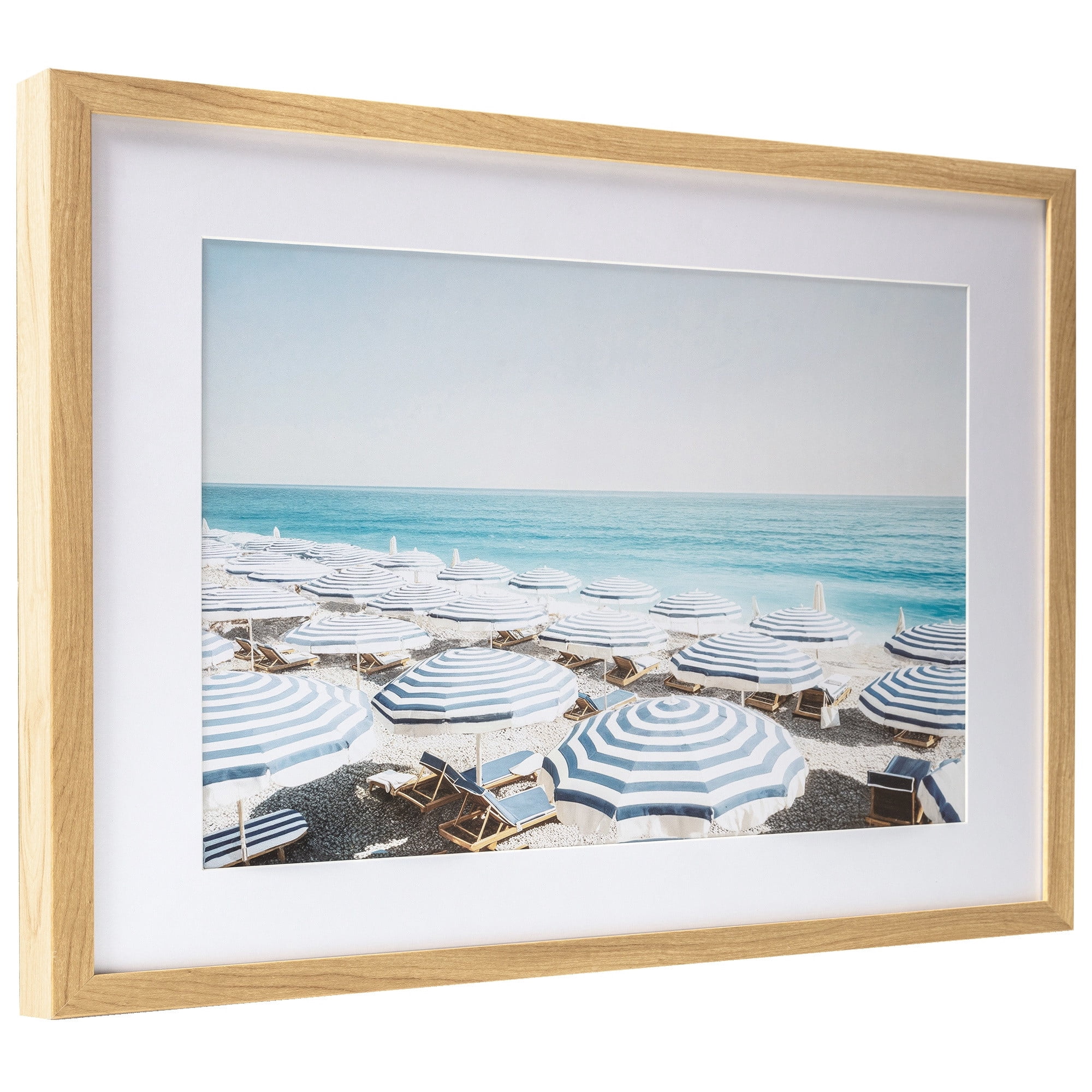 My Texas House Sea Blue Umbrellas 20" x 16" Coastal Framed Wall Art
