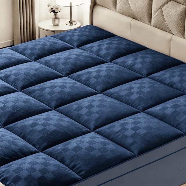 Oaskys Soft Microfiber Fitted Cover, Wrinkle Resistant Breathable for All Seasons, Hypoallergenic Grid Quilted Mattress Topper