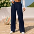 thumbnail image 6 of FEIIBMOYRIA Women Straight Pants Fashion Soft V-Shaped Ruched Elastic Waist Wide Leg Pants Casual Athletic Comfortable Streetwear Solid Color Long Sweat Pants with Side Pockets, 6 of 7