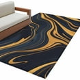 thumbnail image 2 of Area Rug for Living Room, Blue Yellow Ripple Non-Slip Indoor Large Carpet for Bedroom/Dining Room, Fluid Modern Abstract Art Washable Low-Profile Rectangle Floor Mat Runner Rugs - 2.7 x 5 Ft, 2 of 7