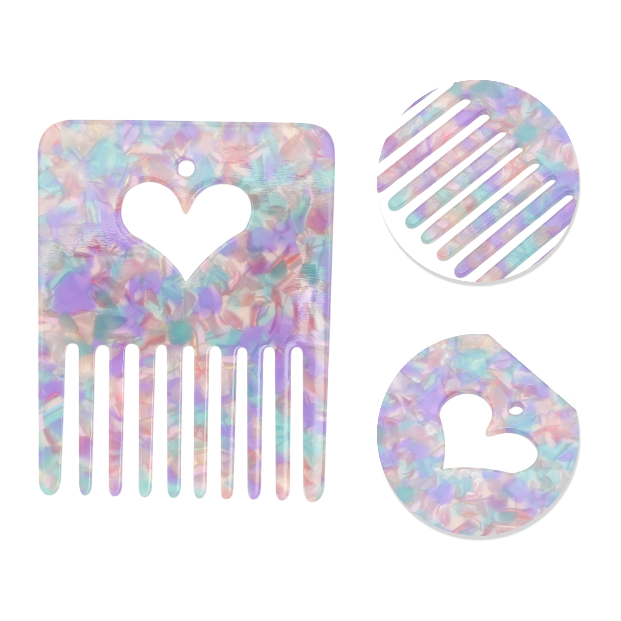 Unique Bargains 1 Pc Portable Heart Shaped Hair Insert Comb for All Hair Types Purple