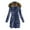 Blue, variant on Goindgs Streetwear Women's Puffed Jacket Autumn and Winter Down Warm Quilted Padded Thick Solid Color Hooded Coat Casual Lapel Jackets Black-L