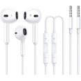 thumbnail image 1 of Auriculares AVIWIS de 3,5 mm con micrófono para iPhone, color blanco, paquete de 2, 1 of 9