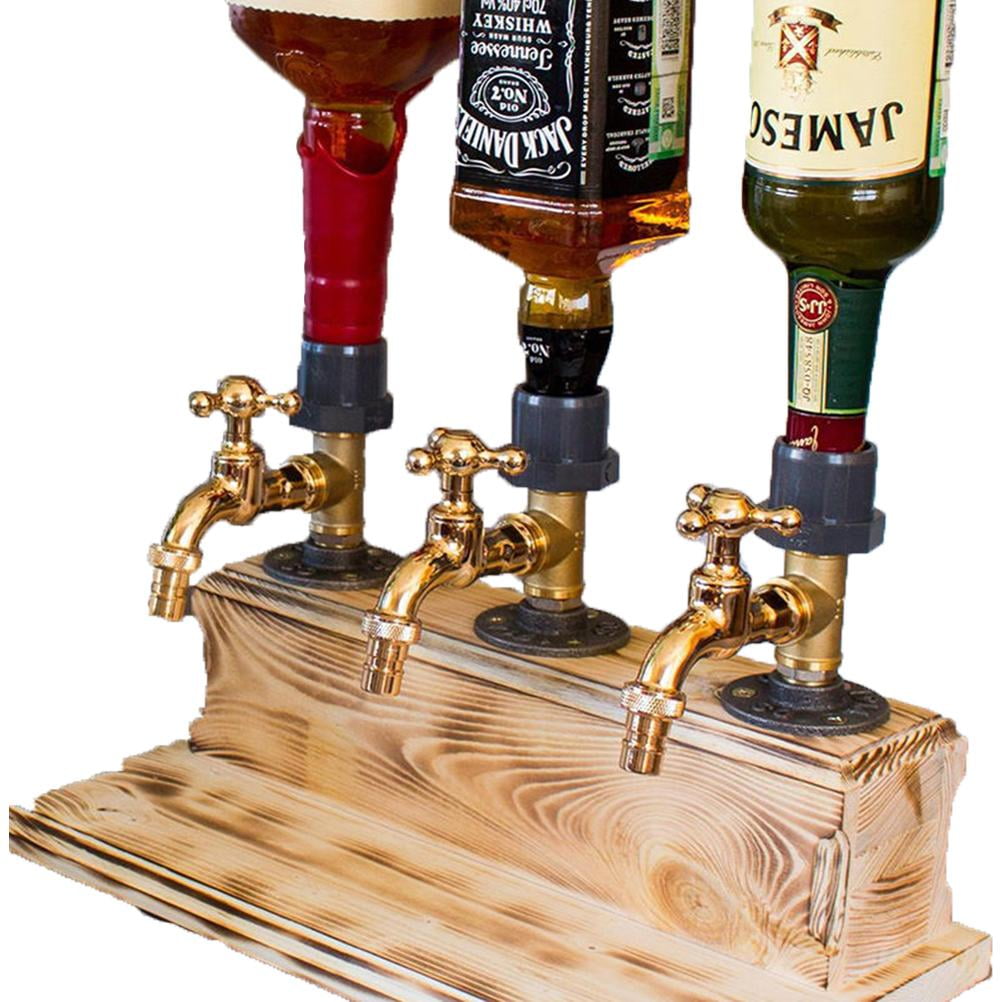Whiskey Wood Dispenser Fathers Day Gift Faucet Shape Liquor Alcohol Beer Dispenser for Party Dinners Bars 