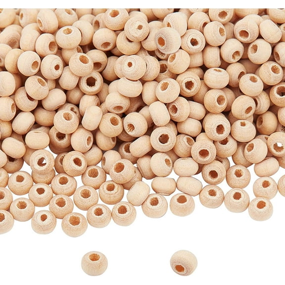 5000pcs 4mm Wooden Beads Small Wood Beads Unfinished Natural Wooden Bead Round Spacer Bead