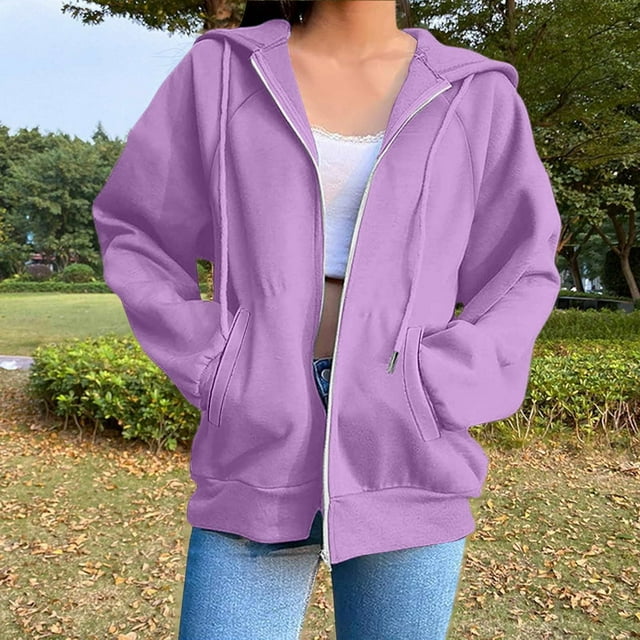 Vestes à Capuche et Chandails en Molleton pour Femmes Veste Zippée Unie Confortable à Manches Longues Idéale pour un Usage Quotidien Tenue Décontractée d'Automne