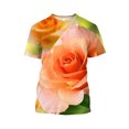 thumbnail image 1 of Mode Été Nouveaux T-Shirts Graphiques Fleurs de Plantes pour Unisexe Personnalité Décontractée Motif Rose Imprimé Col Rond Manches Courtes Tee Top, 1 of 5