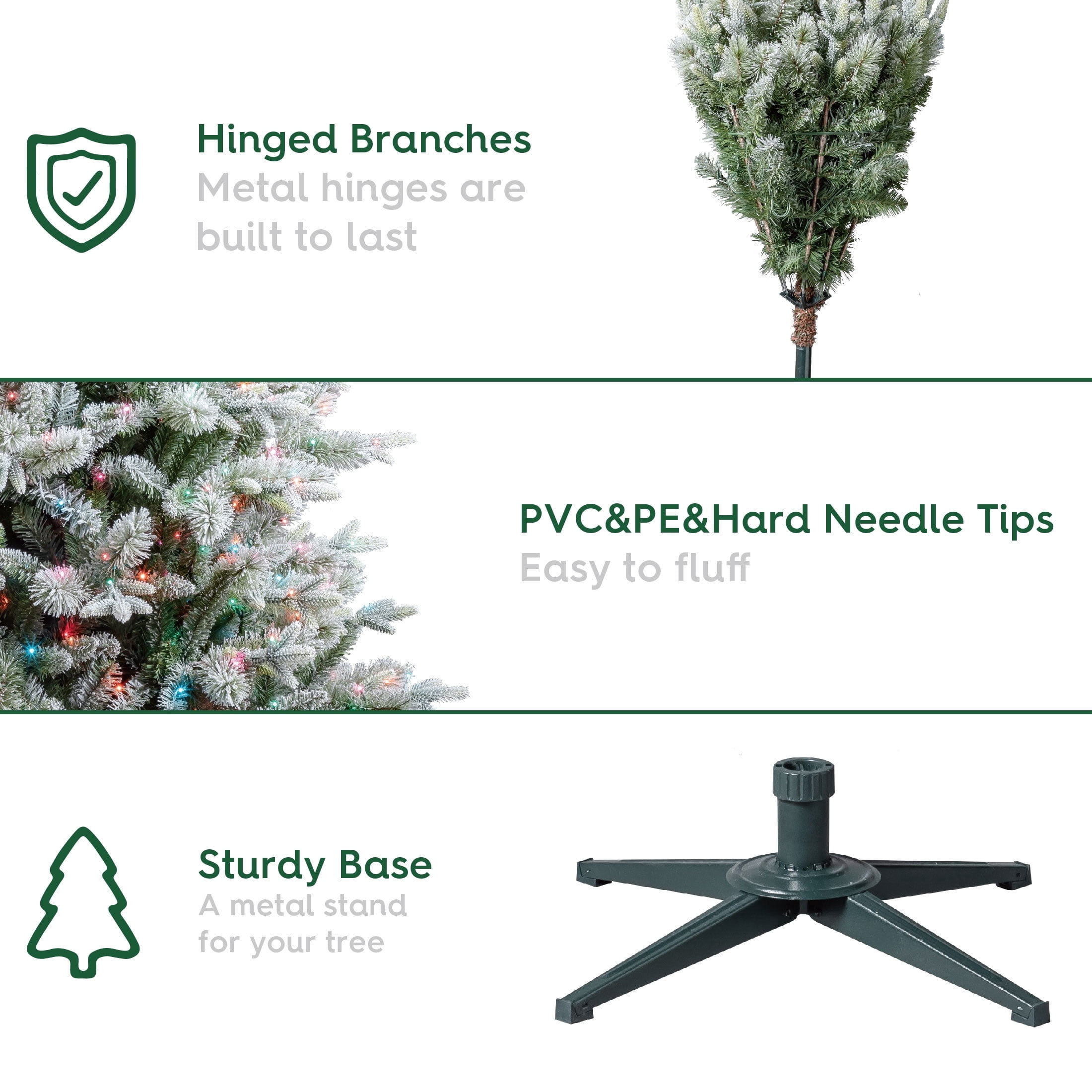 7.5' Pre-Lit Aspen Pine Snow-Flocked Green Artificial Christmas Tree with LumaDazzle Color-Changing Twinkle LED Lights, Quick Set, and Stand, by Holiday Time