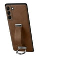 thumbnail image 1 of Nalacover Wristband Case for Samsung Galaxy S22, Metallic Premium PU Leather Slim TPU Shockproof Lens Protection Case with Ring Wrist Strap for Samsung Galaxy S22, Brown, 1 of 6