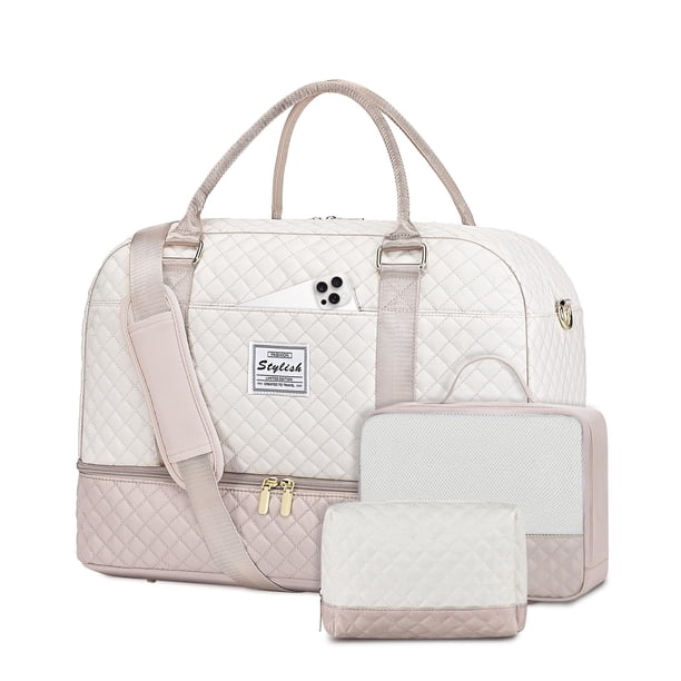 Bolsa de viaje CAYINTOP Weekender para mujer, color beige