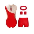 thumbnail image 2 of Haitryli Kids Workout Clothing Sets Tumbling Gymnastic Outfits Tank Ballet Unitard Clothes with Shorts A Red 16, 2 of 7