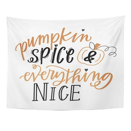 UFAEZU Orange Saying Pumpkin Spice and Everything Nice Halloween Drawing Fall Wall Art Hanging Tapestry Home Decor for Living Room Bedroom Dorm 51x60 inch