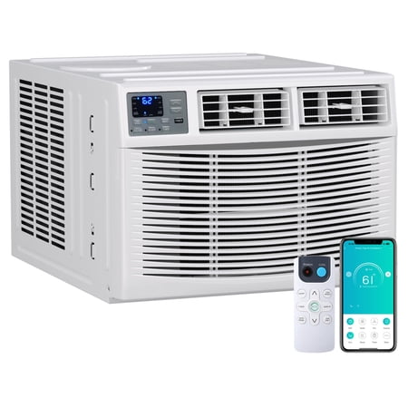 18000 BTU Window Air Conditioner with Heat, Window Mounted AC Unit and Heater Combo with Dehumidifier & Fan for Apartment, Living Room, Bedroom, Rooms up to 1000 Sq. Ft, APP & Remote Control