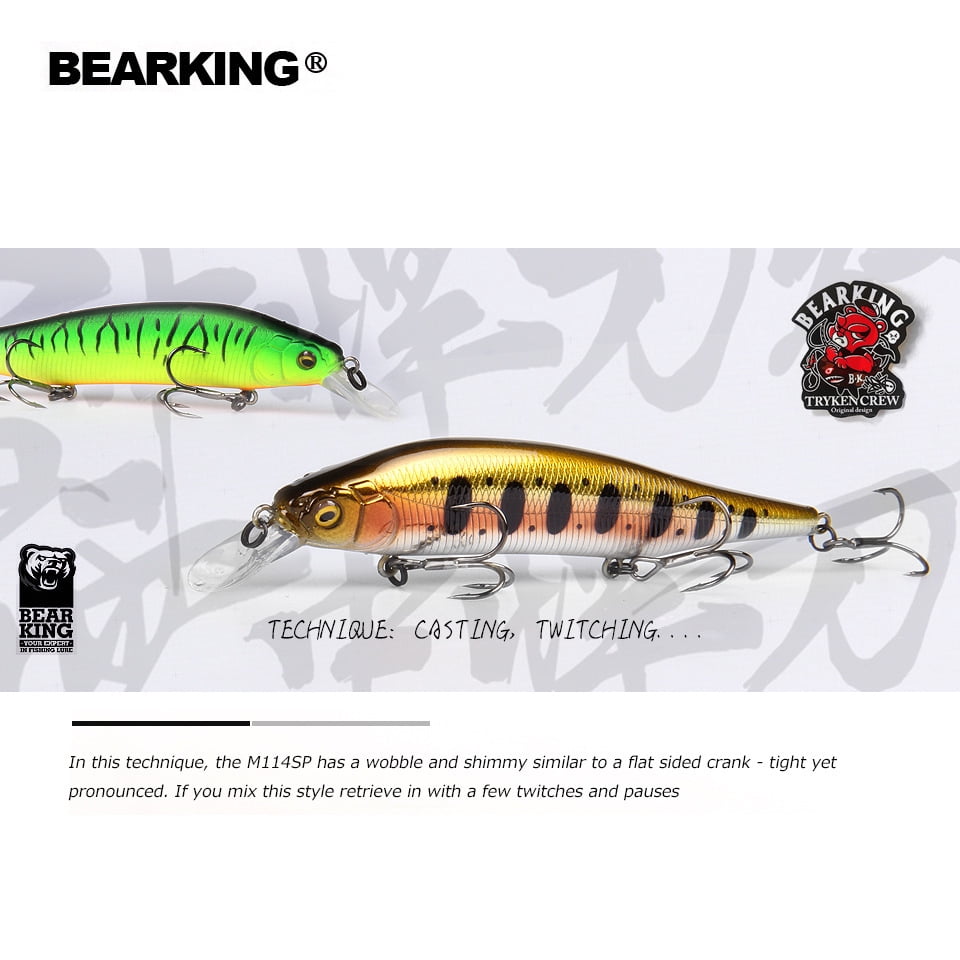 3PCS BEARKING 115mm 15g  Weight System Top Fishing Lures Minnow Crank Wobbler Quality Fishing Tackle Hooks For Fishing