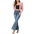 thumbnail image 2 of INSPIRE CHIC Women's Party Shiny Sequin Long Sleeve Open Front Shrug Cropped Jacket S Pink, 2 of 6