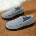 thumbnail image 5 of Men's Slip On Suede Flat Casual Shoes Winter Warm Fleece Lined Loafers Round Toe Platform Non Slip Walking Shoes White Size 10-10.5, 5 of 6