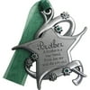 Pewter Finish Star Ornament with Emerald Swarovski Crystal Stones, Brother