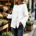 thumbnail image 6 of Klisyaur Womens Crew Neck Shirts Side Button Up Long Sleeve Tunic Tops Casual Loose Comfy Fall Winter Blouses, 6 of 8