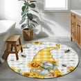 thumbnail image 4 of Round Rugs 4 Ft, Gnomes Non Slip Area Rugs for Kitchen Bedroom Entryway, Vintage Yellow Sunflower Summer Bee Grey Plaid Washable Carpet Runner Rug Floor Mats for Bedroom Home Decor, 4 of 9