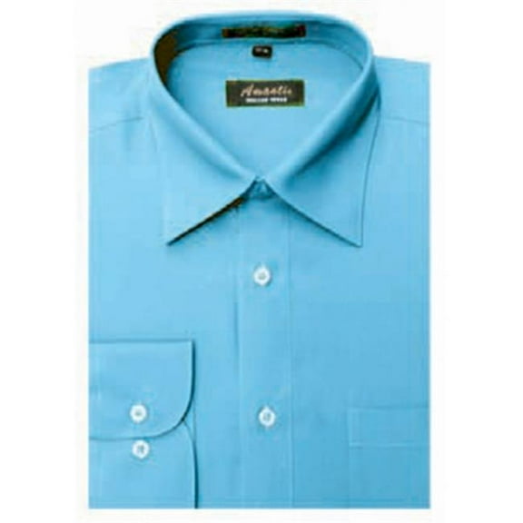 Amanti CL1016-20x34-35 Amanti Mens Wrinkle Free Turquoise Dress Shirt - Turquoise-20 x 34-35
