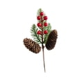 thumbnail image 3 of Rama de pino artificial con frutos rojos, realista, para manualidades navideñas. Longitud 24cm, 3 of 9