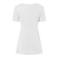 thumbnail image 5 of UJNDER Women's V Neck Short Sleeve Front Knotted Warm Top for Casual Solid Tops and Everyday Outfits White L, 5 of 6