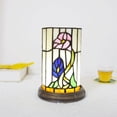 thumbnail image 5 of FSLiving Tiffany Style Accent Lamp Table Lamp Stained Glass USB-Powered Cord Morning Glory Desk Light with Color Changing Dimmable Cylinder Light Bedroom Gift Nightlight Backlight for Zoom Meetings, 5 of 9