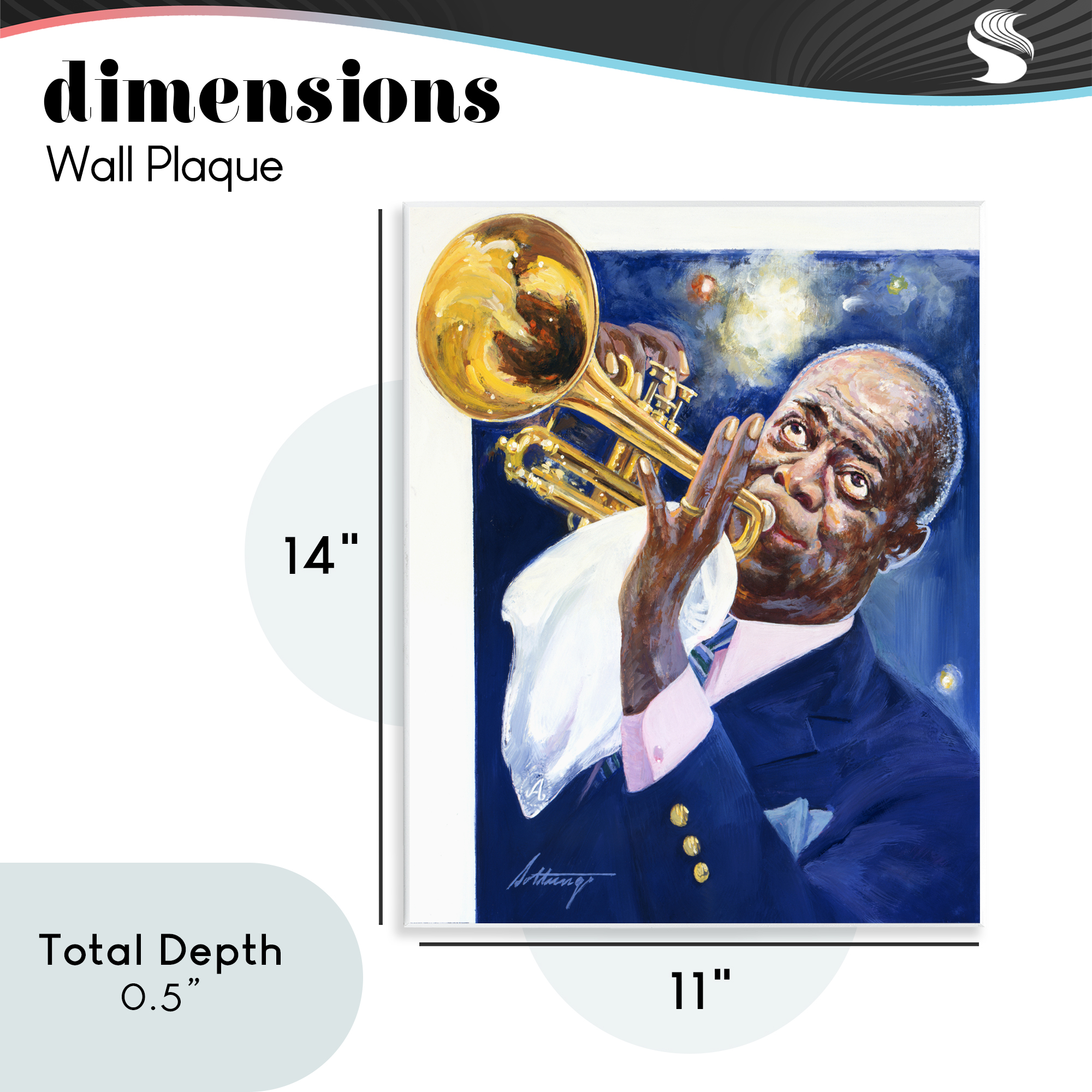 Louis Armstrong Portrait Wall Plaque Art, design by Wind River Studios