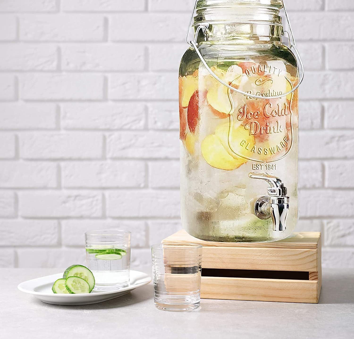UMAID Drink Dispenser for parties [Set of 2] 1 Gallon Glass Jar