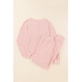 thumbnail image 1 of ABPHQTO Conjunto de ropa de casa de manga larga de punto gofrado térmico rosa para mujer, 1 of 5