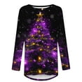 thumbnail image 3 of Uootdi Christmas Gifts Plus Size Long Sleeve Shirts Womens Xmas Tree Santa Gift Snowflake Deer Graphic Long Shirts Crewneck, 3 of 5