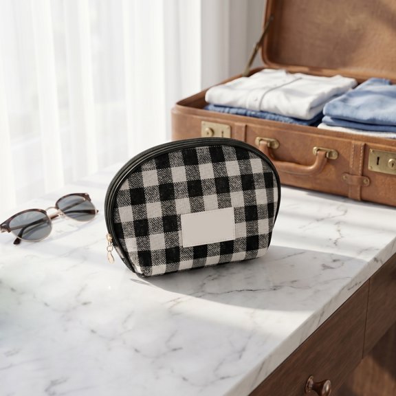 Dome Shaped Makeup Bag for Women Portable Travel Toiletry Bag Cosmetic Organizer Everyday Skincare Pouch Zipper Toiletries Wash Bag Bag,Black