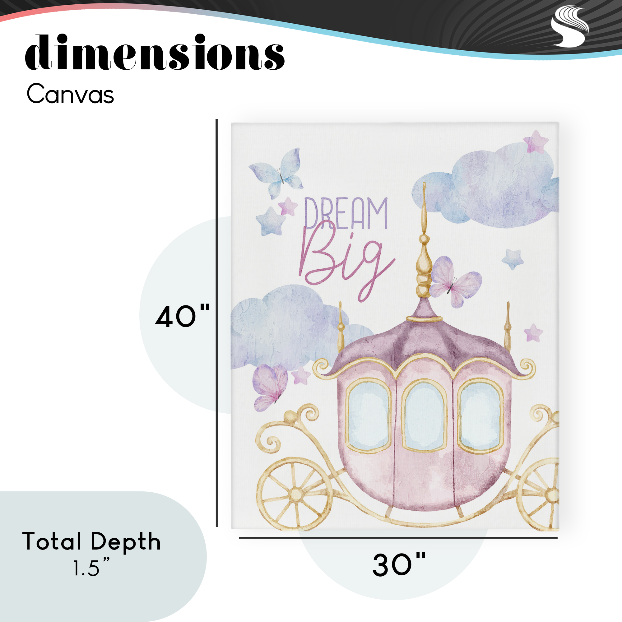 Dream Big Fantasy Carriage Canvas Wall Art, design by Kim Allen