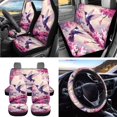 thumbnail image 2 of Uorisanigo Hummingbird Flower Front Back Seat Cover Full Set Steering Wheel Cover Seat Belt Cushion Car Coasters Trash Can Air Vent Bag Rearview Mirror Cover Wrist Keychain, Set of 15, 2 of 7