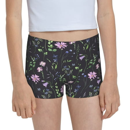 Pofeuu Watercolor Wildflower 1 Print Soft Cotton Girls Boyshort panties Toddler Underwear-Medium