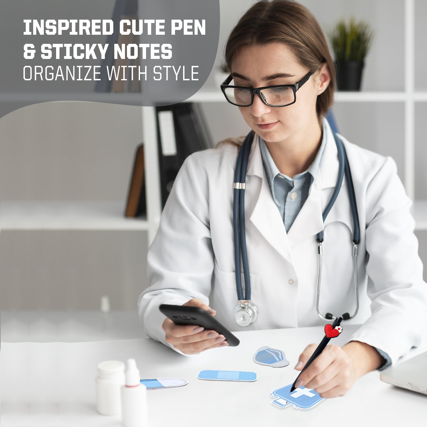 Nursing Kit – Nurse Accessories for Work | Trauma Shears, Clipboard with Storage, Badge Reel, Pen Light, Sticky Notes, Pen & Cheat Sheet – for Nursing Students & Professionals