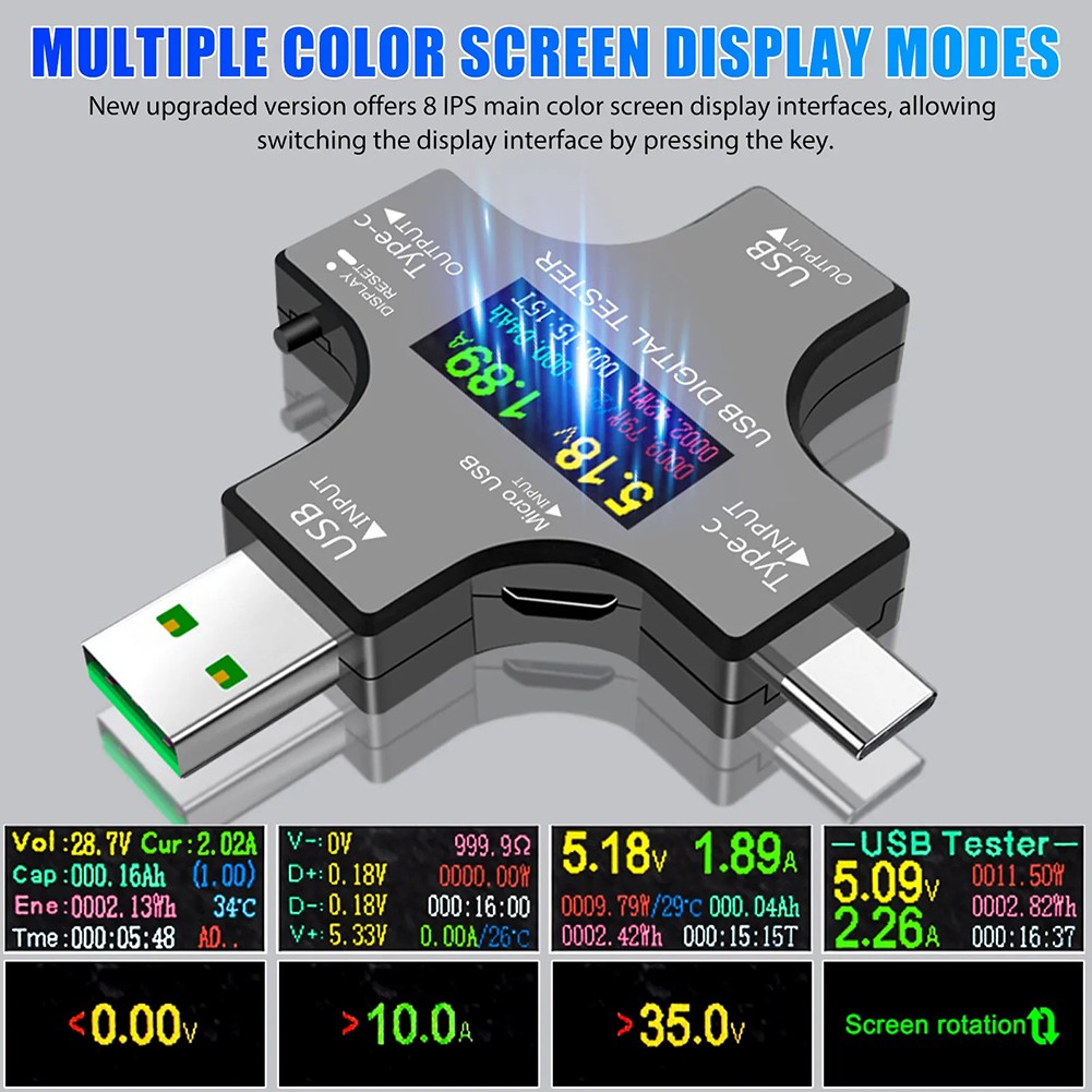 Type-C USB Meter Tester Digital Multimeter Current Voltage Power ...