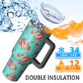 thumbnail image 5 of 40oz Pioneer Flower Floral Print Pattern Insulated Tumbler with Handle, BPA-Free Leak Proof Lid and Straws, Double Wall Vacuum, Hot 12h/Cold 34h, 5 of 6