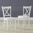 thumbnail image 3 of 7-PC - Oval Butterfly Leaf Dining Table in White/Natural + White Cross Back Dining Chairs Dining Set, 3 of 10