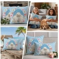 thumbnail image 5 of Blue Pink Easter Outdoor Waterproof Pillow Covers, Easter Bunny Watercolor Dots Floral Artwork Decorative Square Throw Pillowcase Sofa Cushion Sham for Patio/Couch/Chair, 24"x24" 2 Pack, 5 of 8