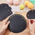 thumbnail image 3 of Leather Purse Bottom for Crochet 5 Styles Black Bag Bottoms PU Leather Knitting Crochet Bags Bottom Shaper Cushion Base with Holes DIY, 3 of 7