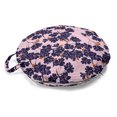 thumbnail image 1 of Botanical Round Floor Cushion with Handle, Spring Theme Floral Patterns Blooming Romantic Flowers with Stripes, Pillow for Living Room & Dorms, 18" Round, Dark Purple Pink White, by Ambesonne, 1 of 4