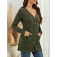thumbnail image 5 of Fancyglim Women Cardigan Sweater Long Sleeve Button Down Lightweight Brushed Knit Tops with Pockets Green 2XL, 5 of 7